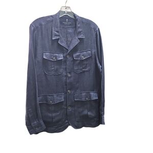 Emanuel Berg Navy Blue Linen Overshirt